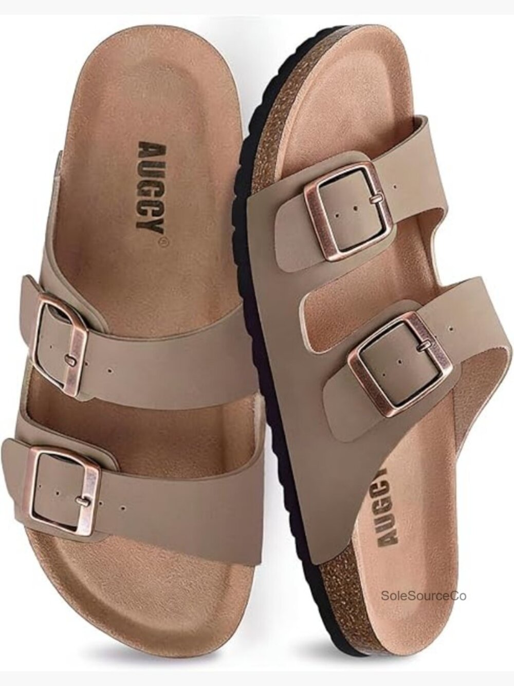 Cork Footbed Slide Sandals with Arch Support and Adjustable Strap